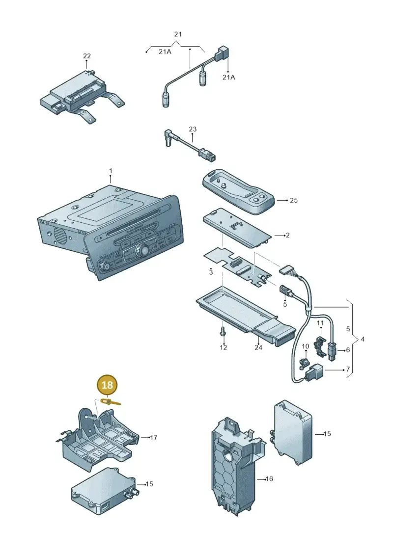 N90437401 — Audi A1 Sportback (2014-2018) diagram 708035550, position 18
