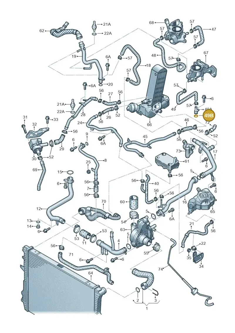 N90452003 — Audi A8L qu. 3.0 TDI (2013-2018) diagram 696121190, position 49B