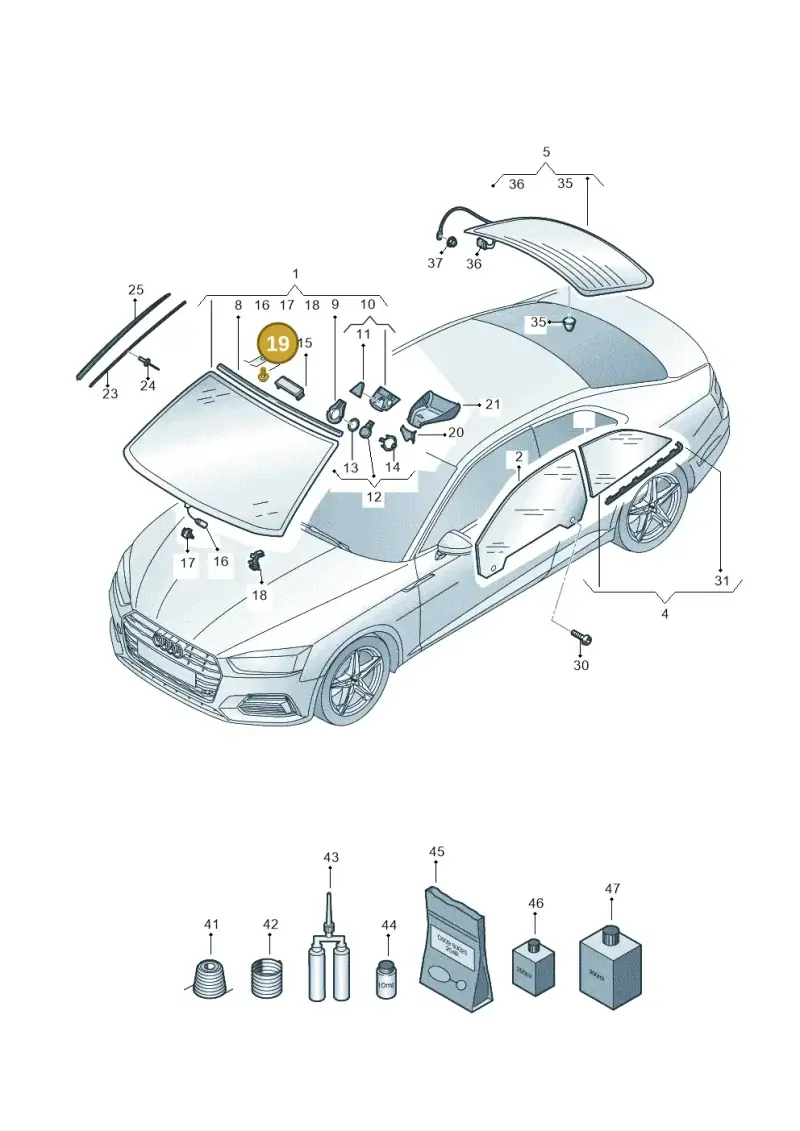 N90529803 — Audi A5 Sportback (2016-2020) diagram 897845010, position 19