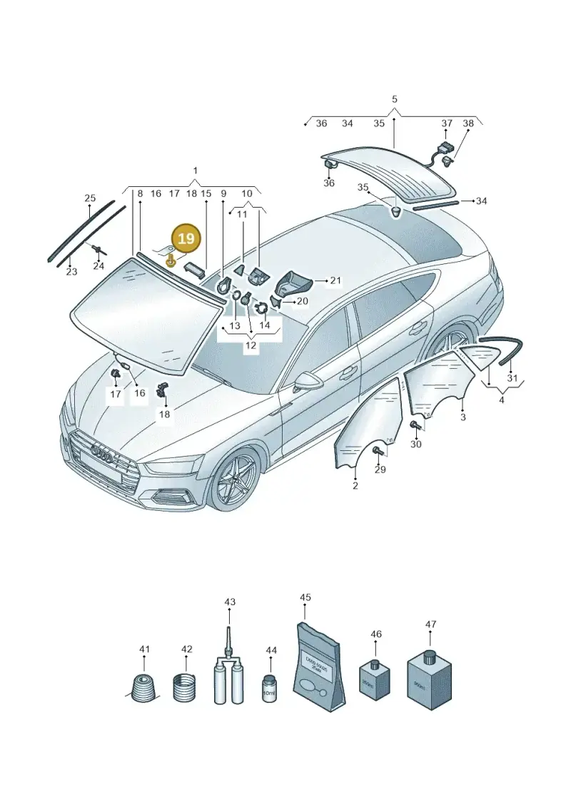 N90529803 — Audi A5 Sportback (2016-2020) diagram 897845100, position 19