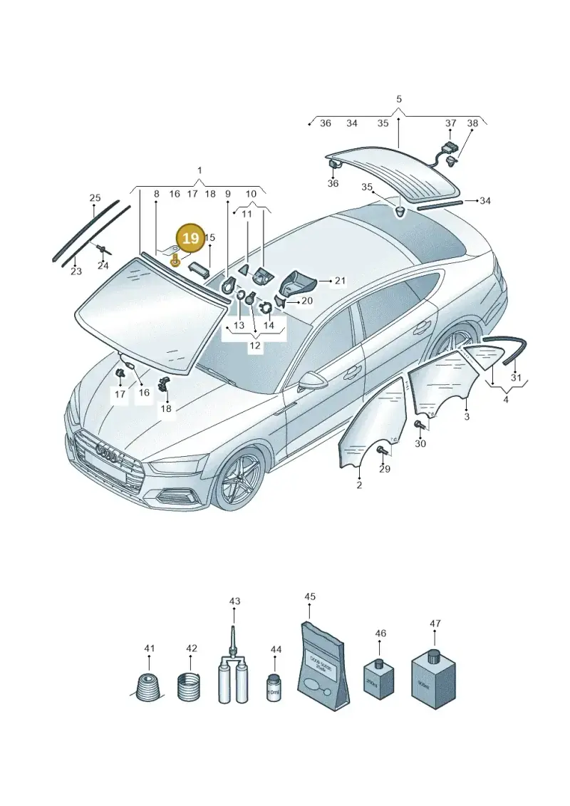 N90529803 — Audi RS5 Sportback (2017-) diagram 897845110, position 19