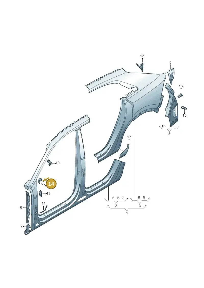 N90534403 — Audi RS Q8 Quattro (2019-) diagram 429809500, position 14