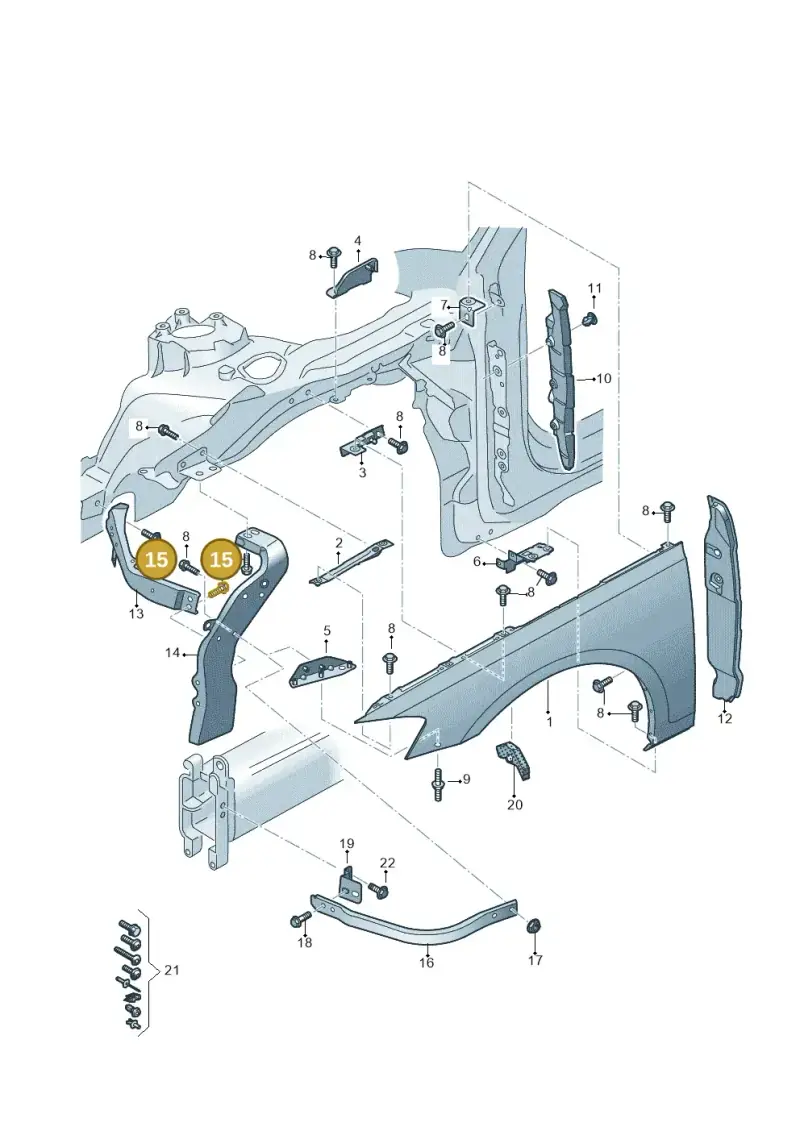 N90643906 — Audi A8L (2017-2022) diagram 838821000, position 15