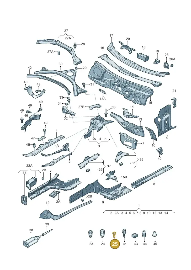 N90654704 — Audi A7 Sportback (2014-2018) diagram 711803000, position 25