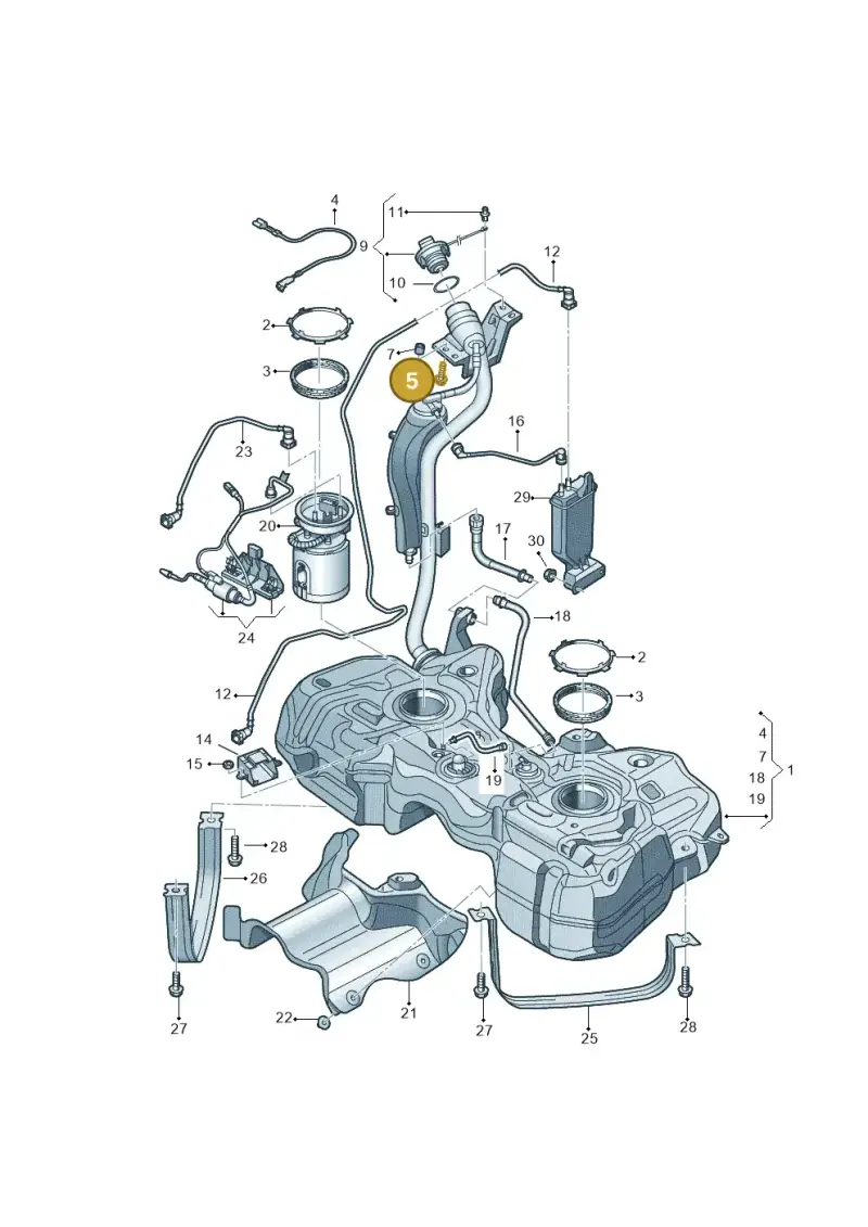 N90693804 — Audi Q3 1.4 (2016-) diagram 728201100, position 5