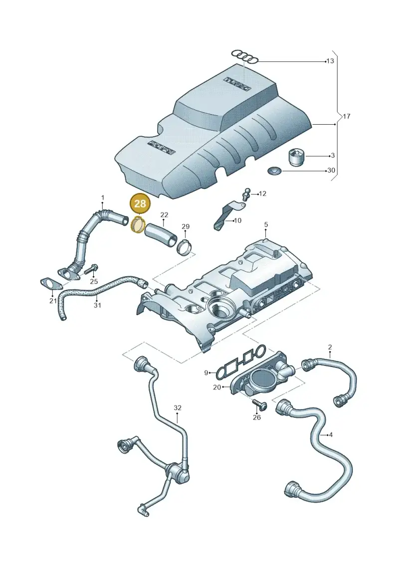 N90739901 — Audi A1 Sportback (2010-2015) diagram 454103770, position 28