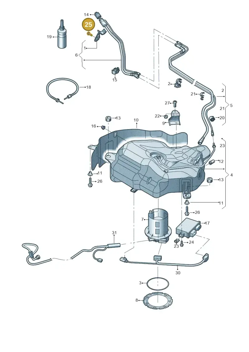 N90758302 — Audi A7 Sportback (2014-2018) diagram 798201300, position 25