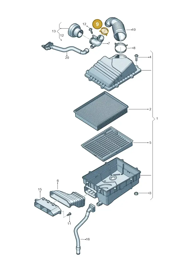 N90781601 — Audi A1 Sportback (2014-2018) diagram 792133360, position 9