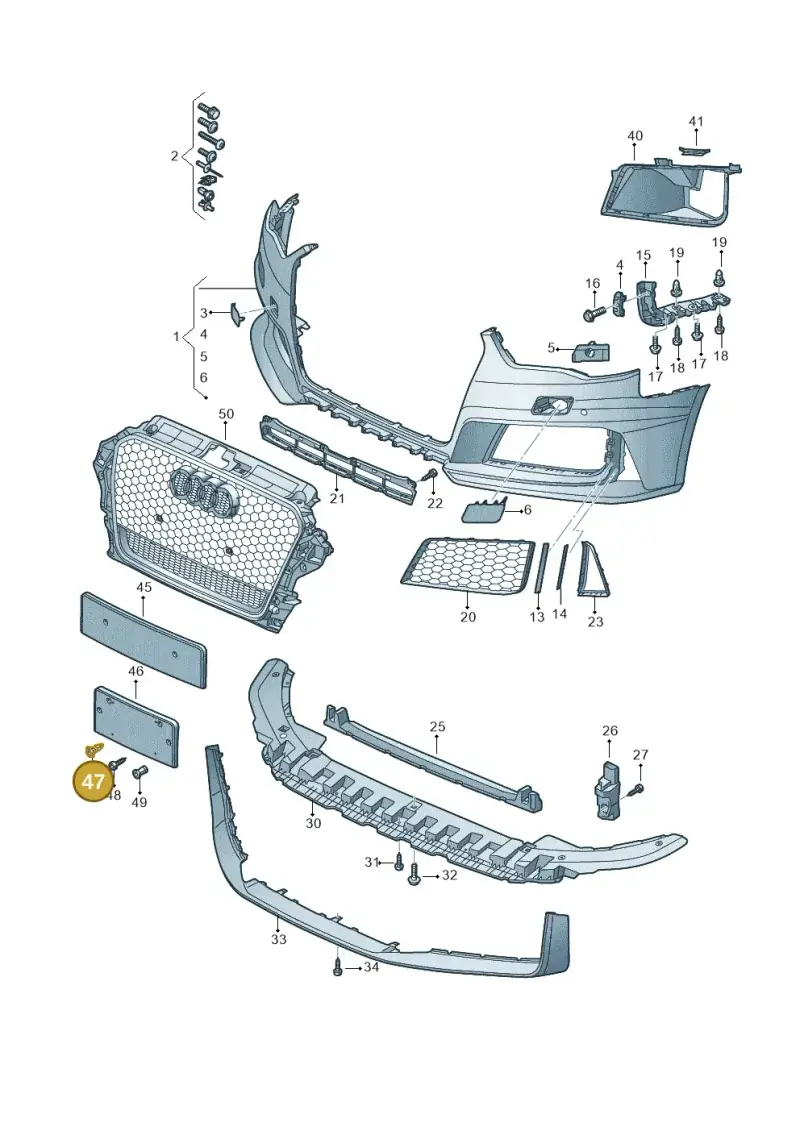 N90821401 — Audi RS3 Sportback (2015-2016) diagram 858807100, position 47
