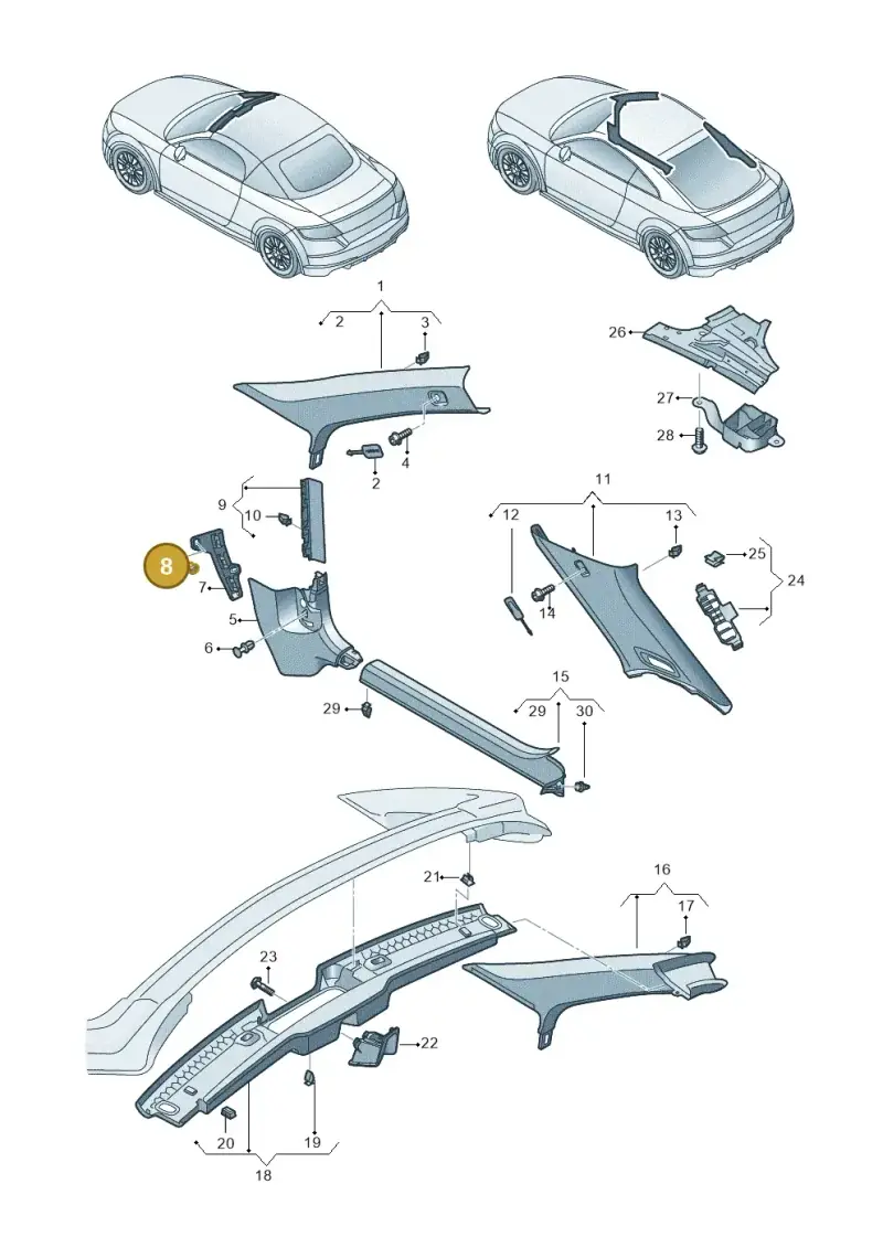 N90861801 — Audi TTRS Coupe (2016-2023) diagram 850867650, position 8