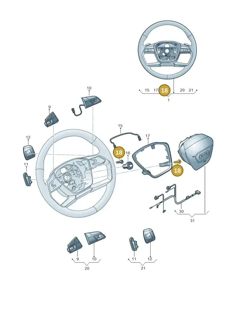 N90918701 — Audi A6 2.0 (2018-) diagram 838419100, position 18