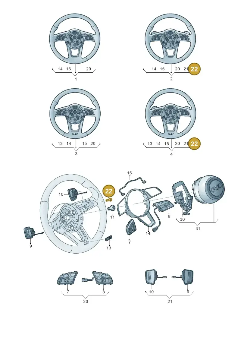 N90918701 — Audi A3 Sportback (2019-2021) diagram 849419000, position 22