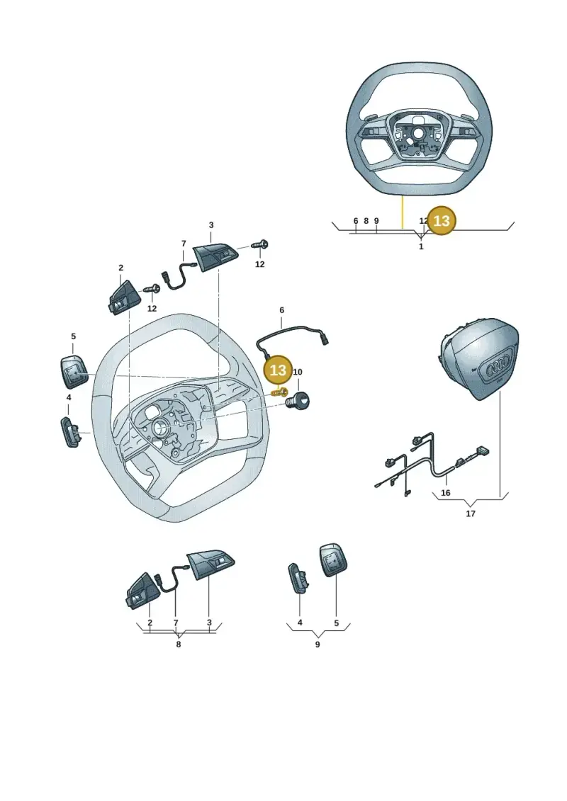 N90918701 — Audi A5 Limo 2.0 (2024-) diagram 8wh419000, position 13