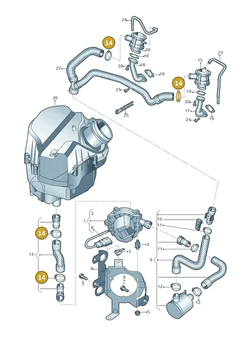 N90934201 — Audi A8L qu. 3.0 TDI (2013-2018) diagram 696131230, position 14