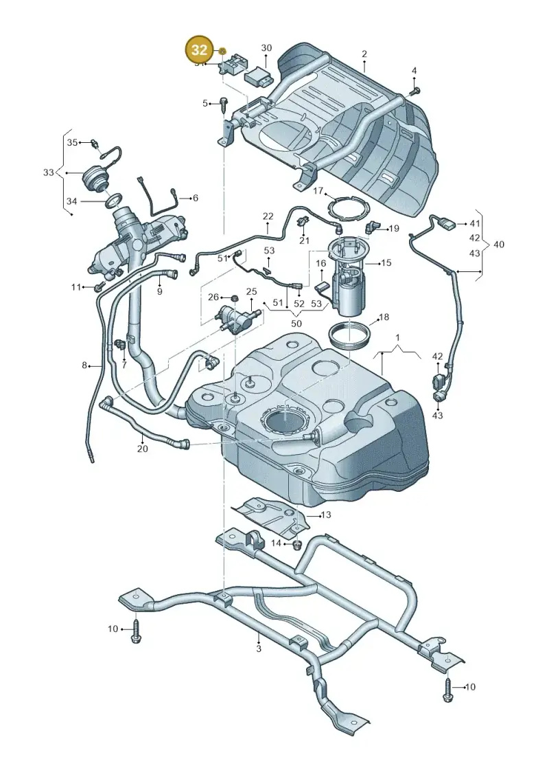 N90947201 — Audi Q3 quattro (2018-2019) diagram 597201010, position 32