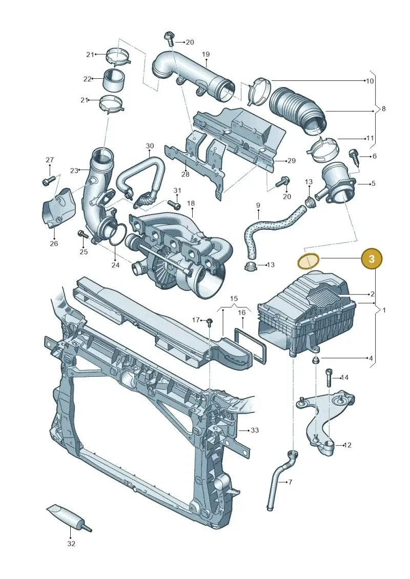 N90964301 — Audi RS3 Sportback (2015-2016) diagram 858133300, position 3