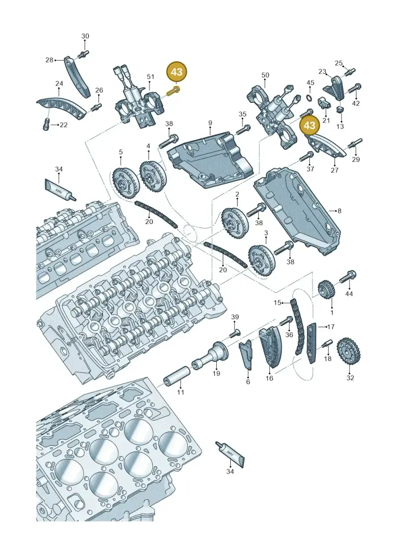 N90965802 — Audi A8/S8/qu. lang    08> (2007-) diagram 291109630, position 43
