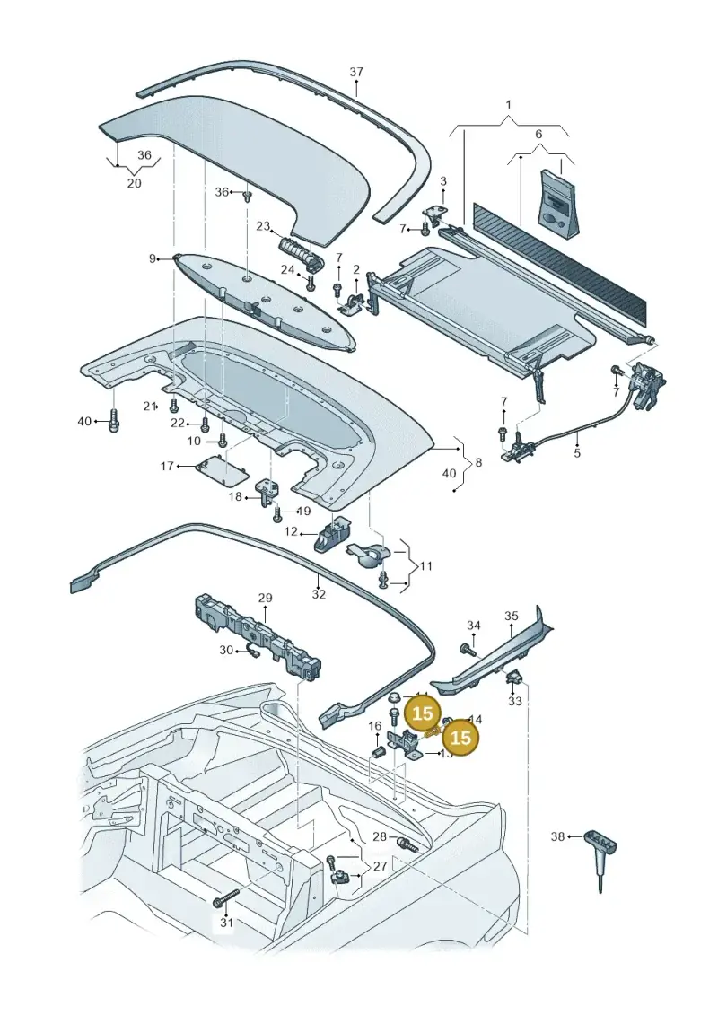 N90968501 — Audi A5 Cabrio 2.0 (2016-2018) diagram 848825500, position 15