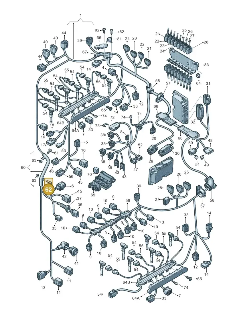 N90989102 — Audi A8L qu. 3.0 TDI (2009-2014) diagram 696971700, position 62
