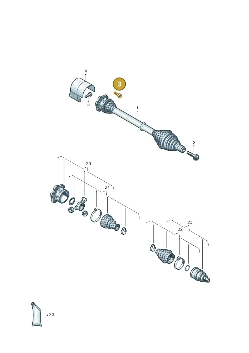 N90991002 — Audi A3 Sportback (2019-2021) diagram 5h0407030, position 3