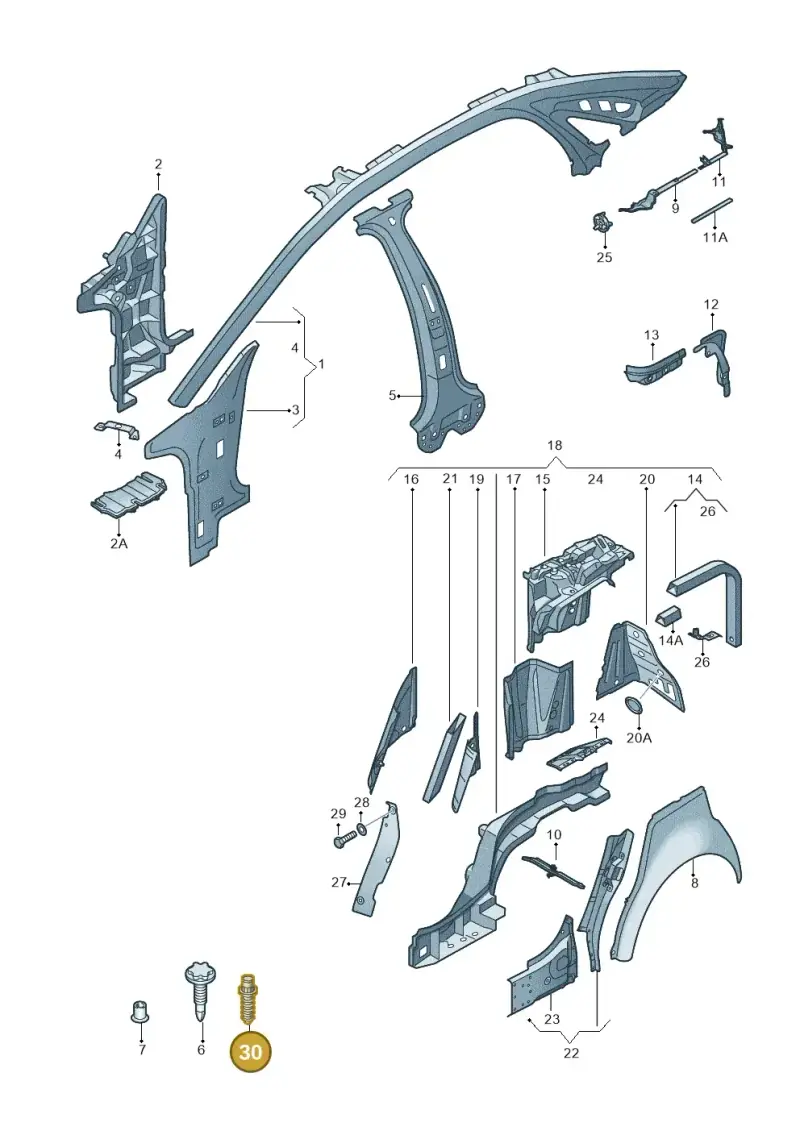 N91001101 — Audi A8L qu. 3.0 TDI (2009-2014) diagram 696809000, position 30