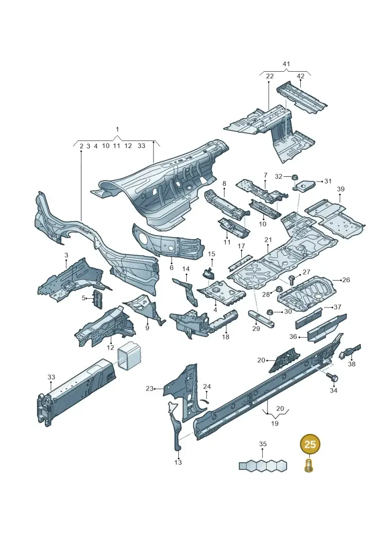N91001101 — Audi A8L (2017-2022) diagram 838803150, position 25