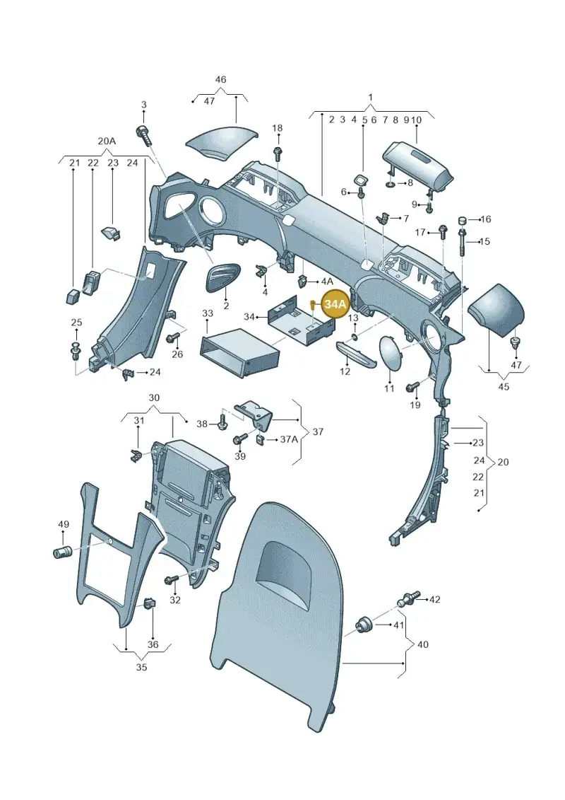 N91020102 — Audi R8 qu. 5.2 (2012-2015) diagram 618867500, position 34A
