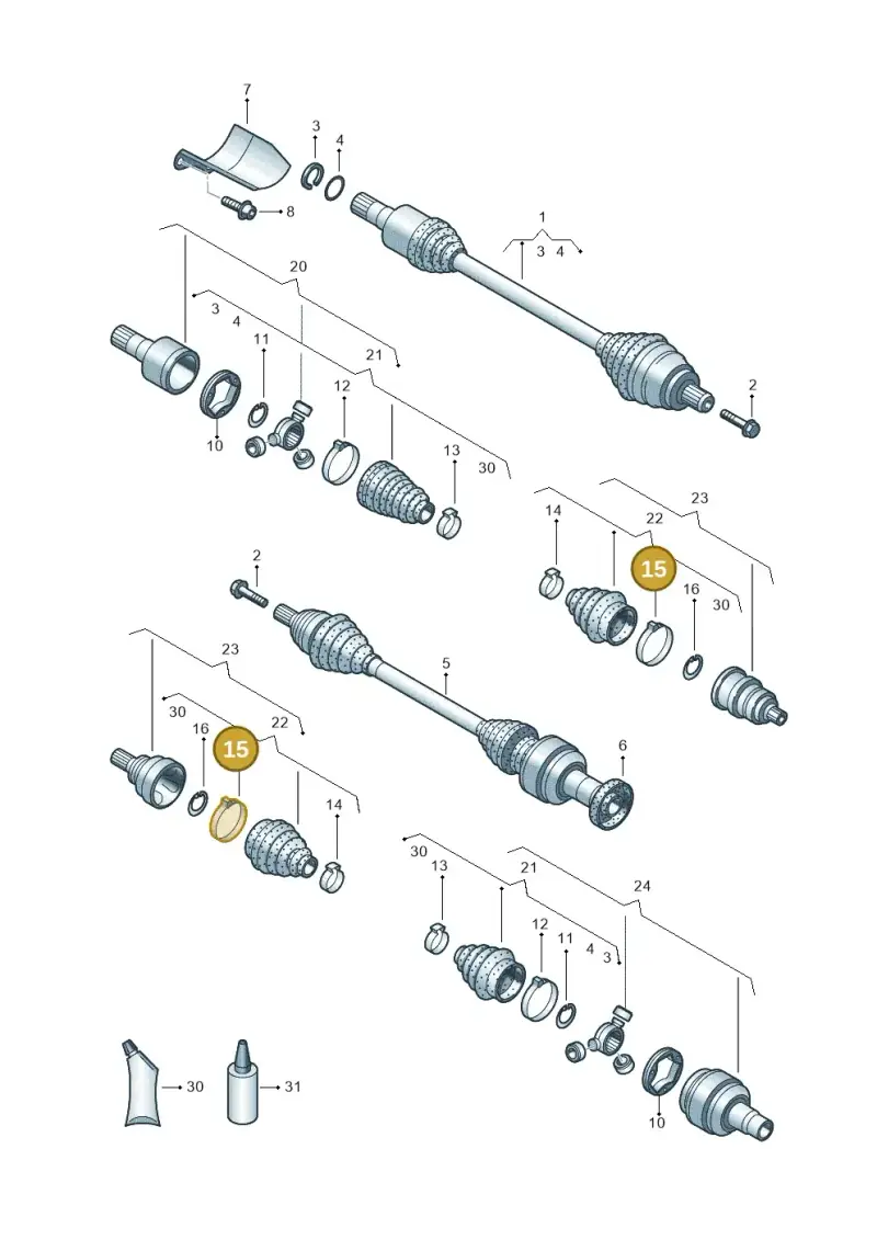 N91023501 — Audi RSQ3 qu. 2.5 (2013-2018) diagram 634407620, position 15