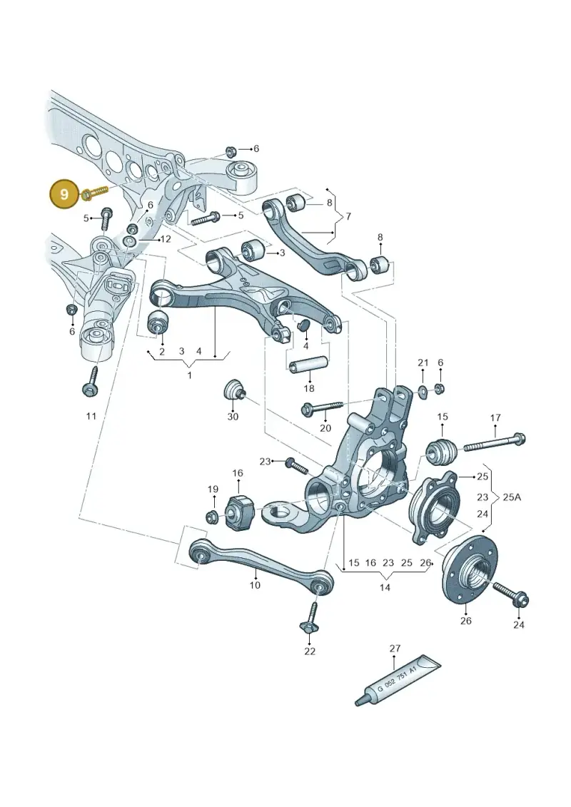 N91066201 — Audi A8L qu. 3.0 TDI (2013-2018) diagram 620505100, position 9