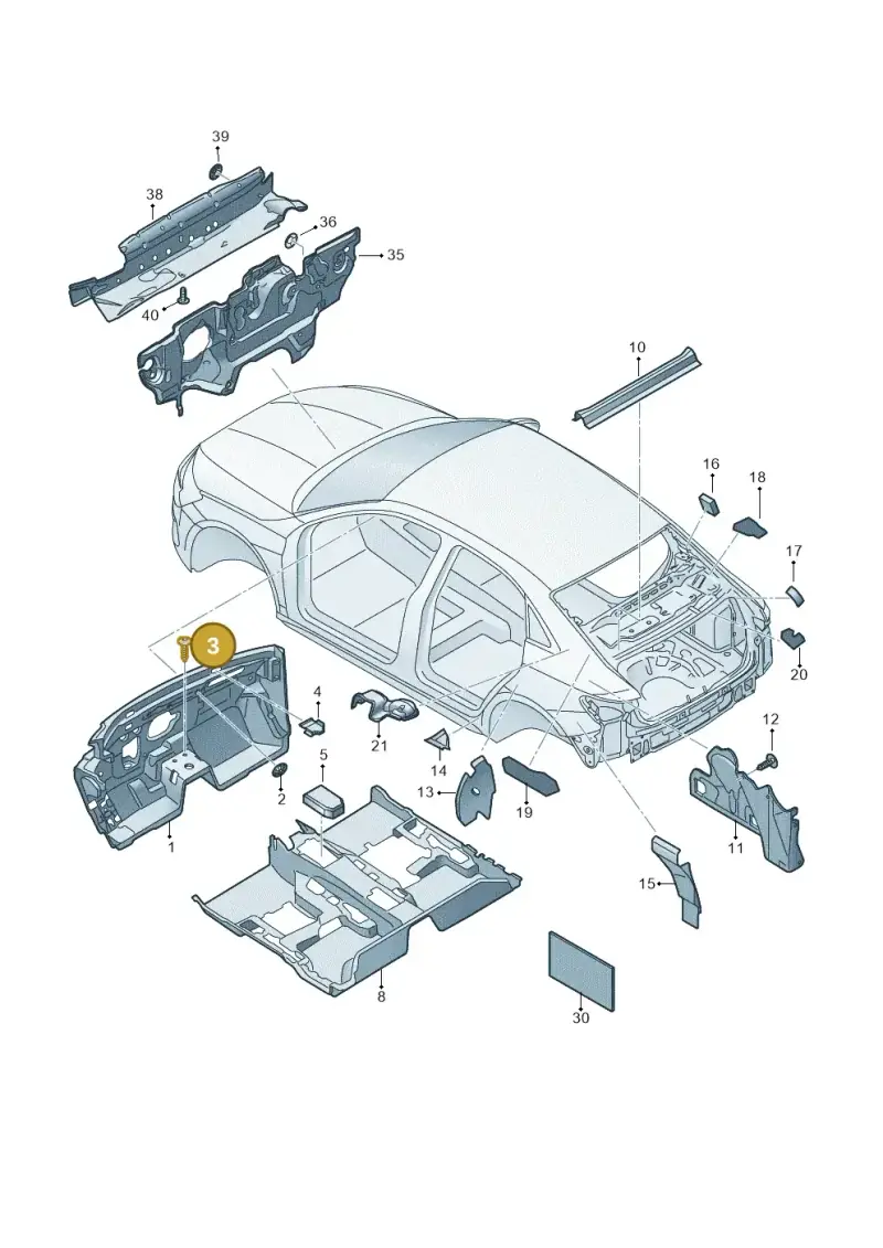 N91102501 — Audi A3 Sportback (2019-2021) diagram 596863200, position 3