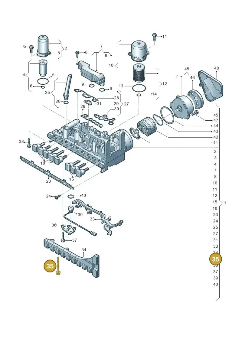 N91127901 — Audi A5 Limo 2.0 (2024-) diagram 849325100, position 35