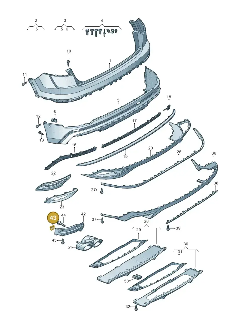 N91137101 — Audi Q8 Quattro 3,0 (2018-) diagram 429807070, position 43