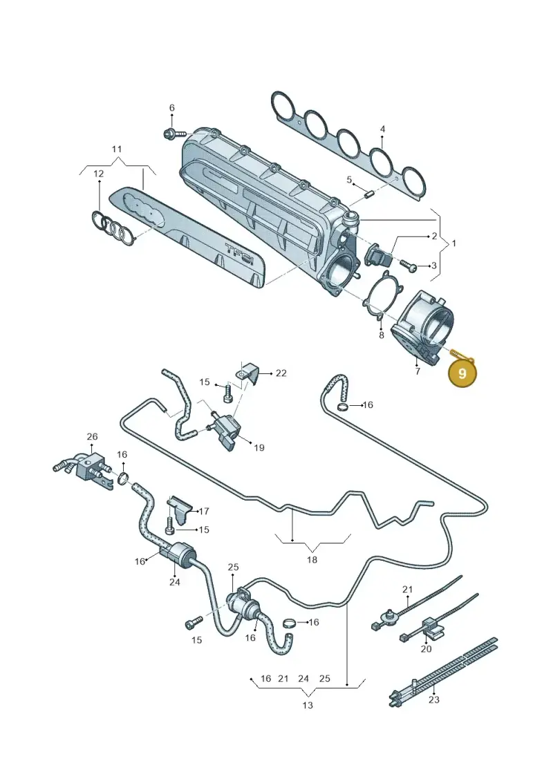 N91152602 — Audi RS3 Sportback (2015-2016) diagram 676133320, position 9
