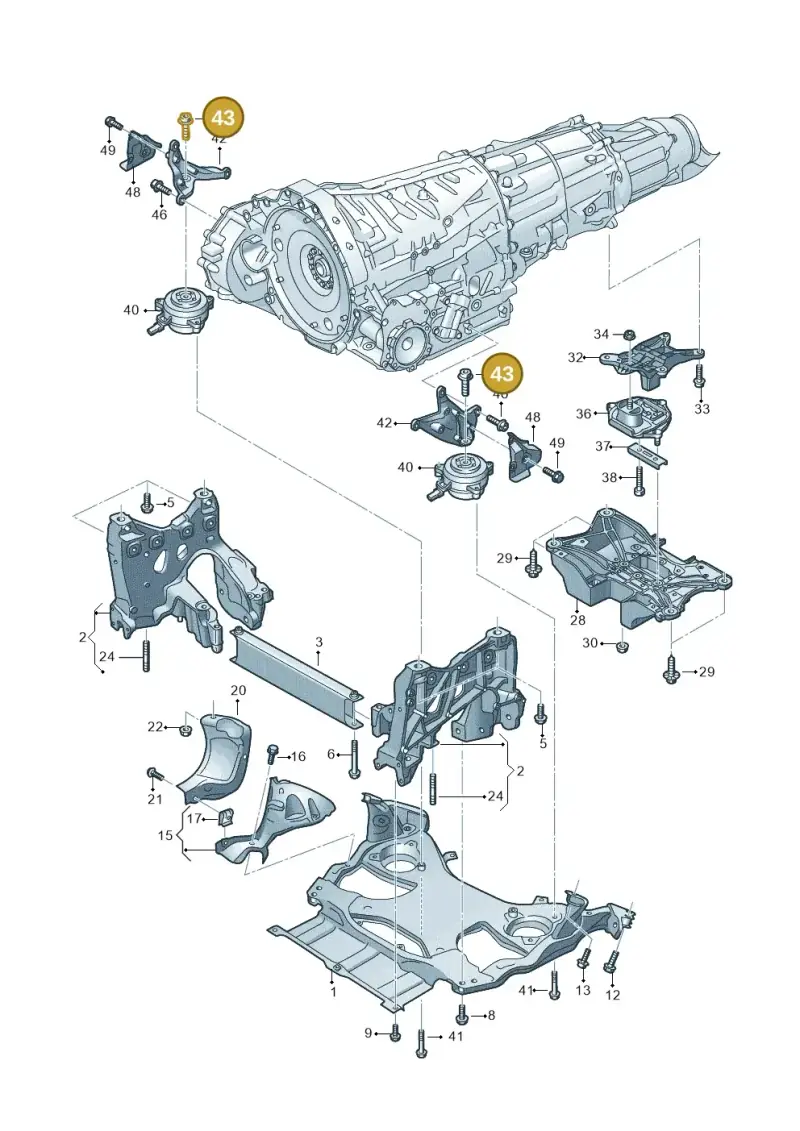 N91153001 — Audi A8L (2017-2022) diagram 838399400, position 43