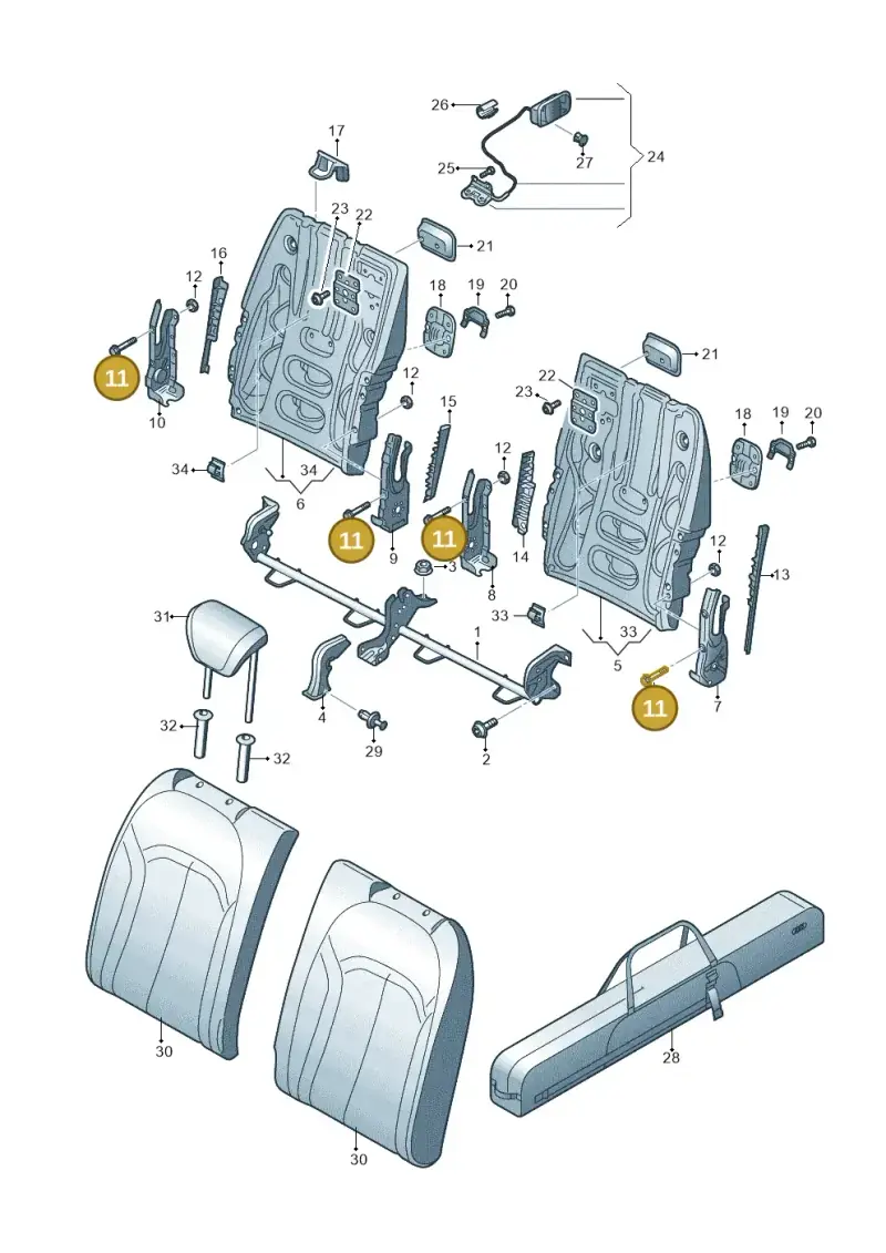 N91191201 — Audi A5 Cabrio 2.0 (2016-2018) diagram 778885700, position 11