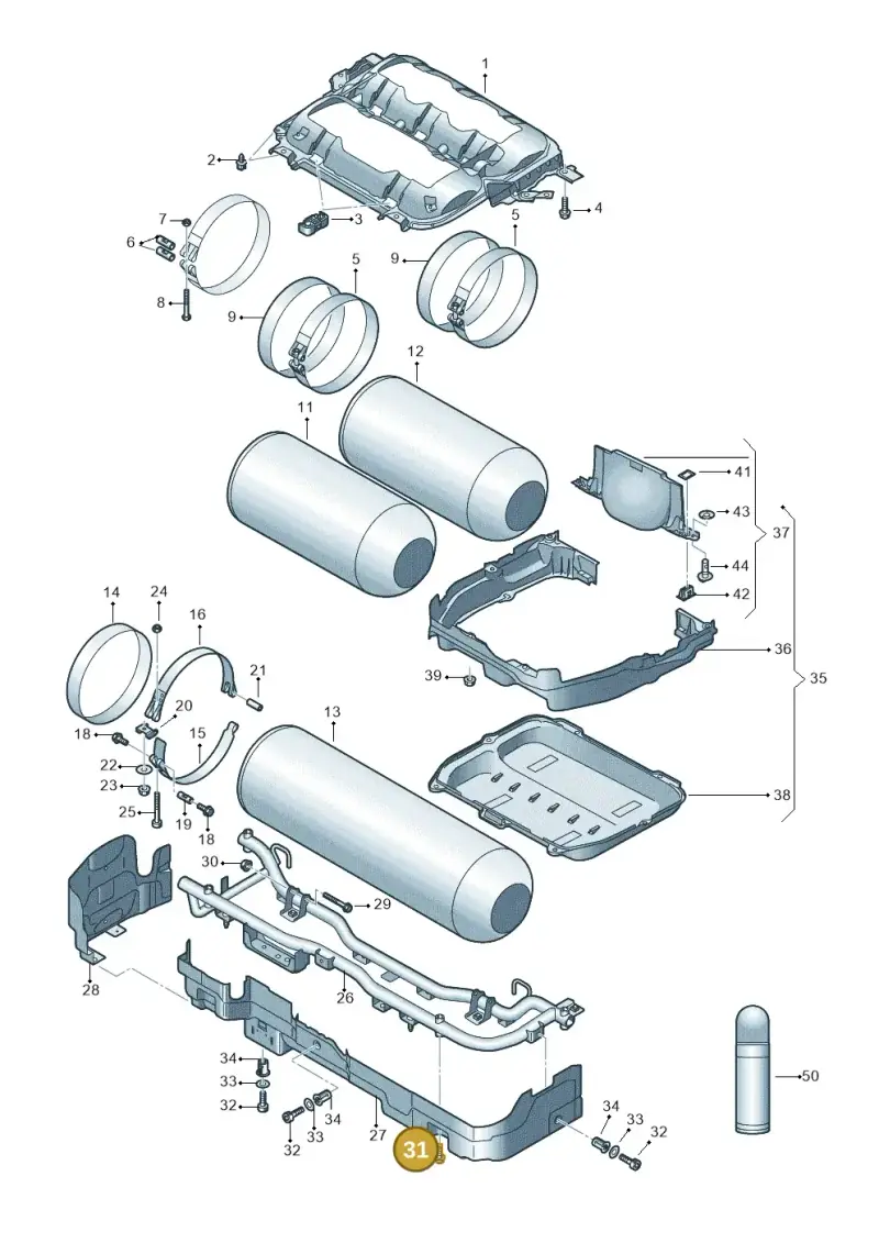 N91273201 — Audi A3 Sportback (2019-2021) diagram 596201190, position 31