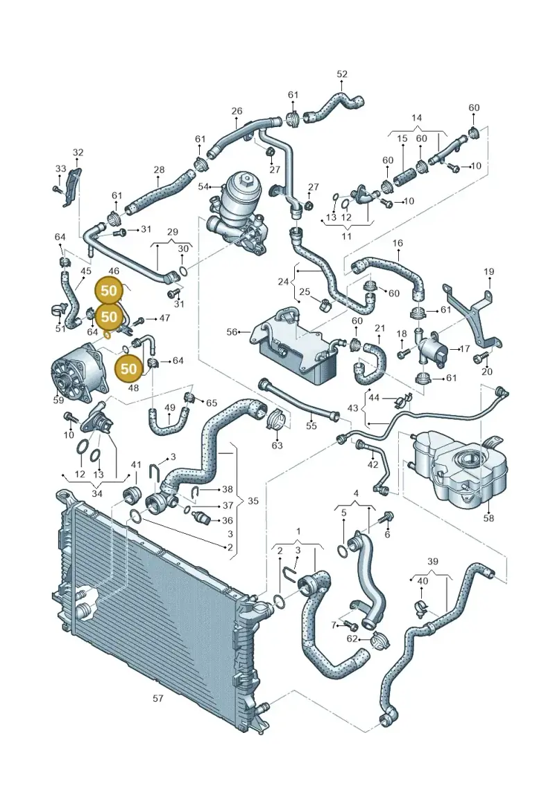 WHT001011A — Audi A8L qu. 3.0 TDI (2013-2018) diagram 696121130, position 50