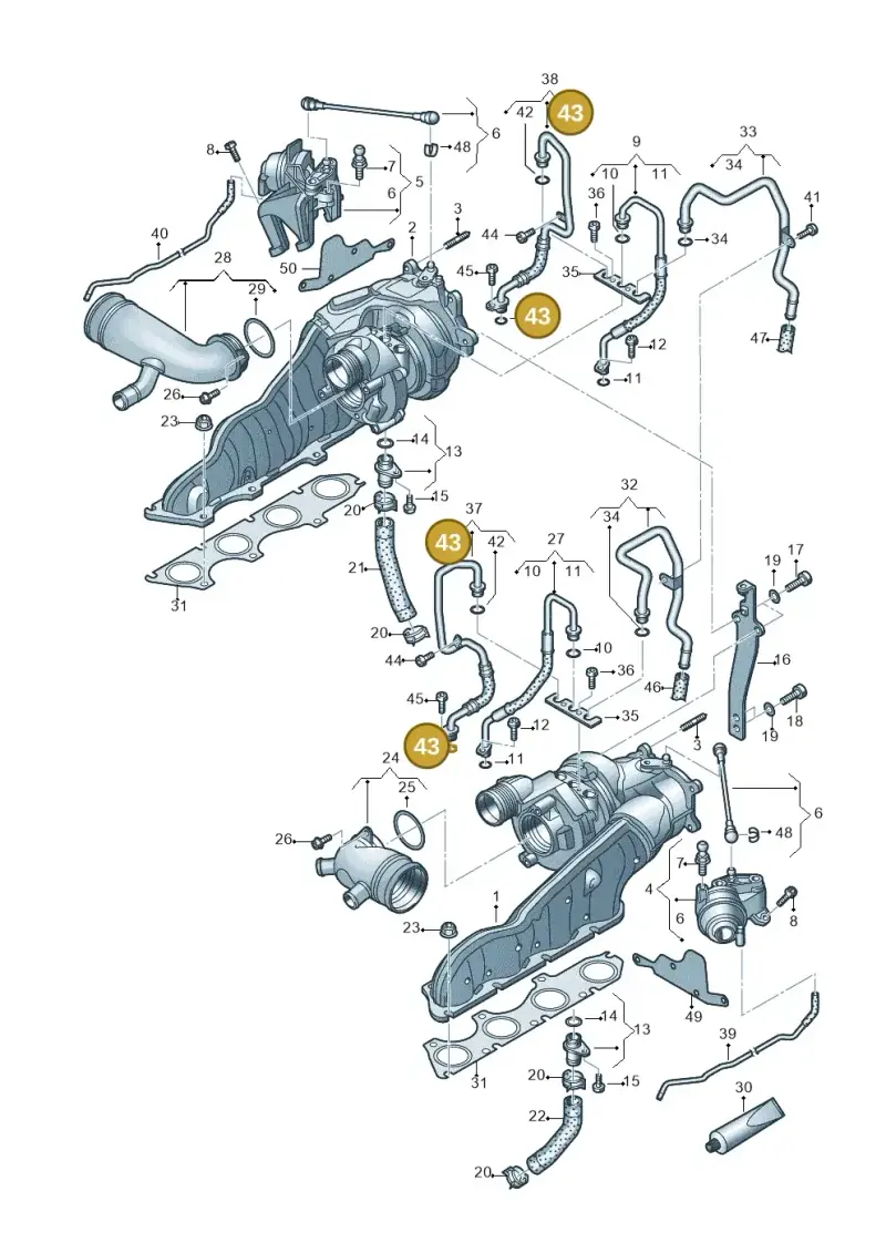 WHT001011A — Audi A7 Sportback (2014-2018) diagram 696145250, position 43