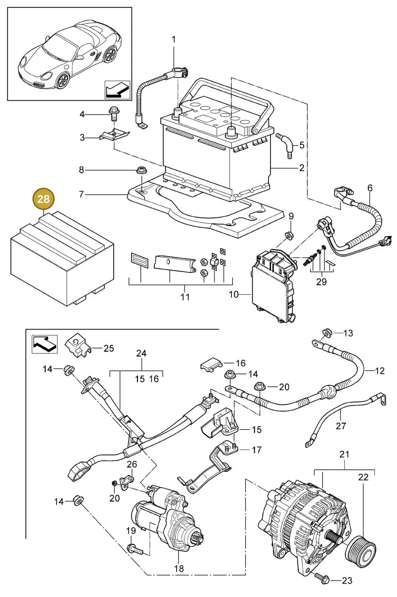 000998020 — Porsche Boxster S (2008-2012) diagram p33902005, position 28