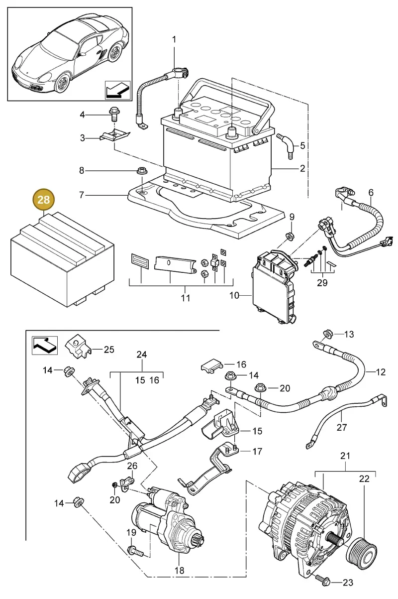 000998020 — Porsche Cayman (2008-2012) diagram p34902005, position 28