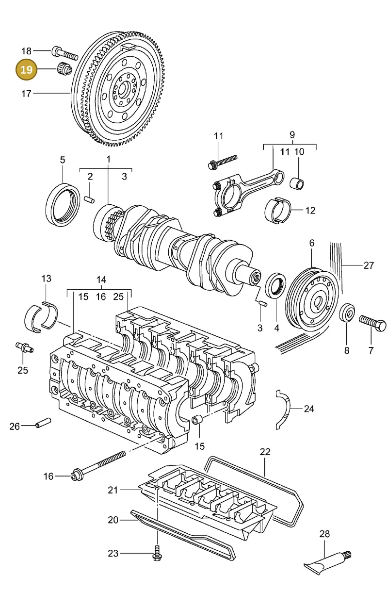 034105313A — Porsche Boxster S (1996-2004) diagram p20102000, position 19