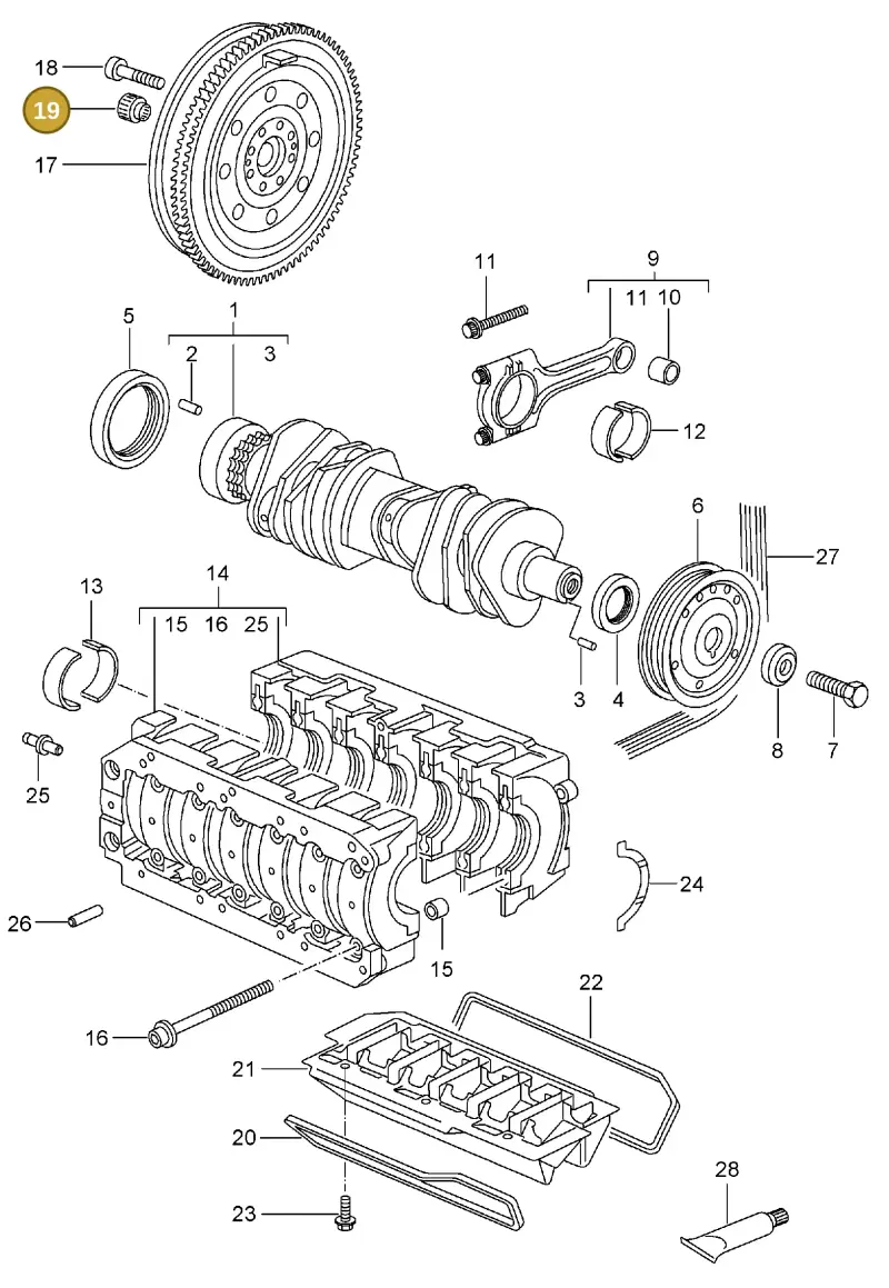 034105313A — Porsche Boxster S (2004-2008) diagram p27102000, position 19