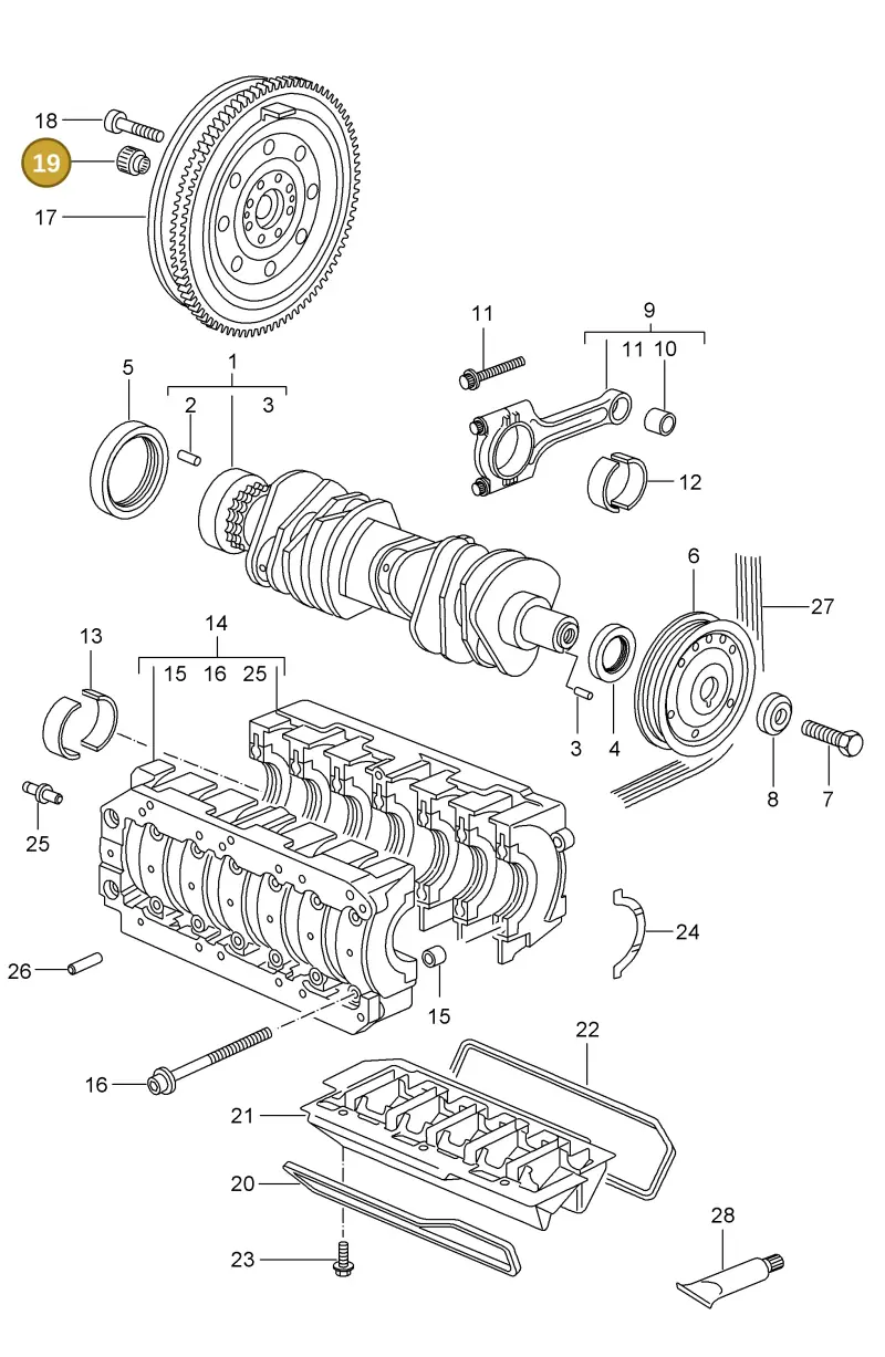 034105313A — Porsche Cayman S (2005-2008) diagram p28102000, position 19