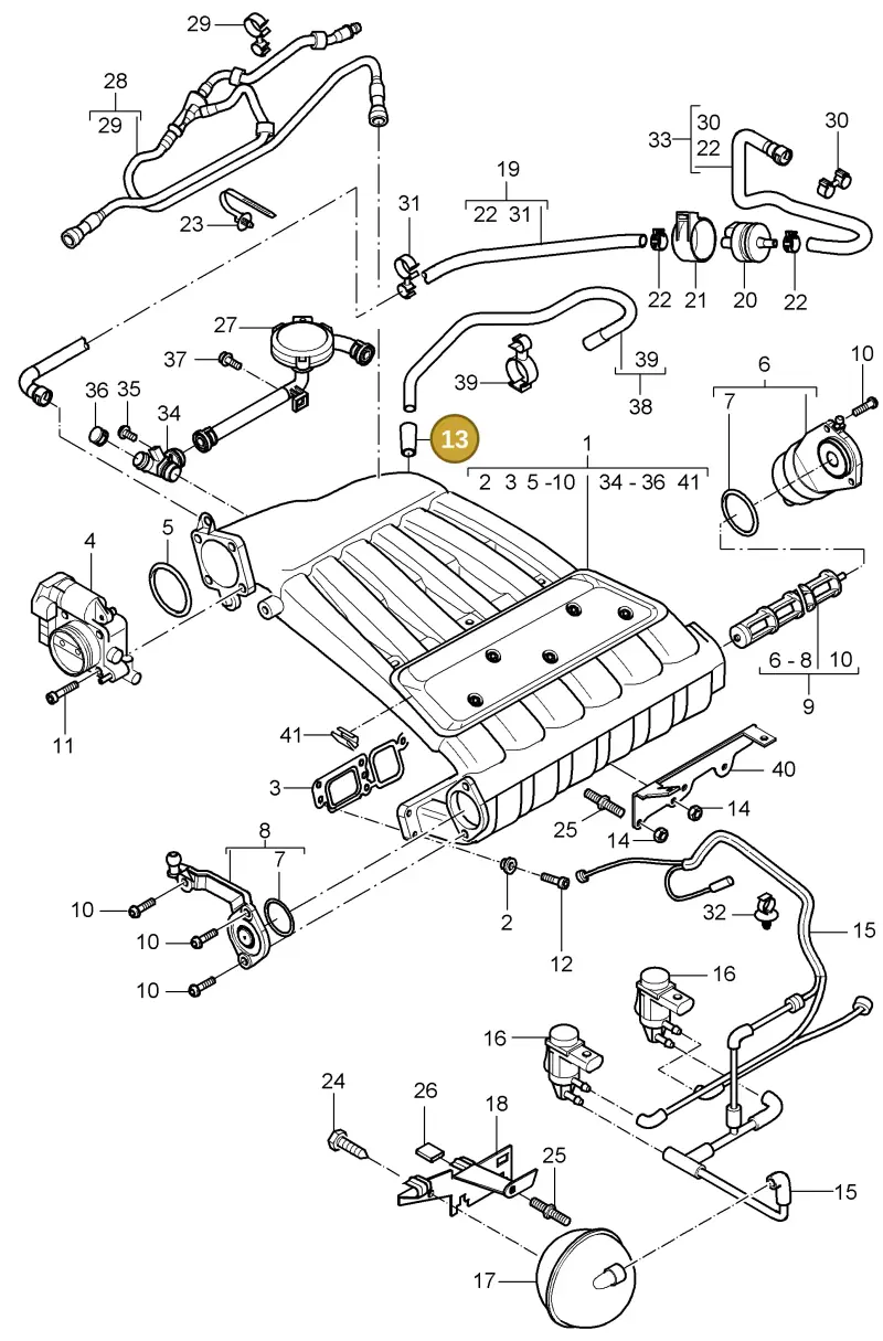 034133335D — Porsche Cayenne (2002-2006) diagram p24107002, position 13
