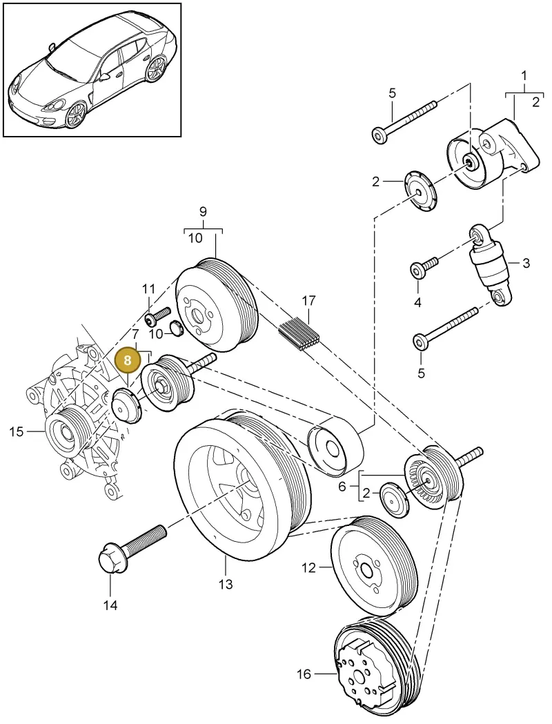 03F903310 — Porsche Panamera (2009-2016) diagram p35102075, position 8
