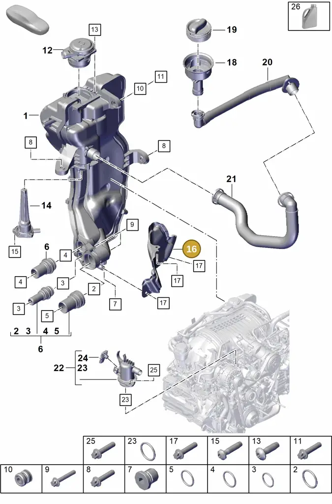 0PB115341A — Porsche Boxster Spyder (2019-2020) diagram p55104200, position 16