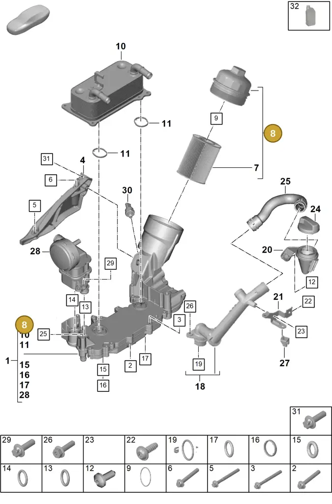 0PB115403 — Porsche 911 (2024-2025) diagram p63104100, position 8