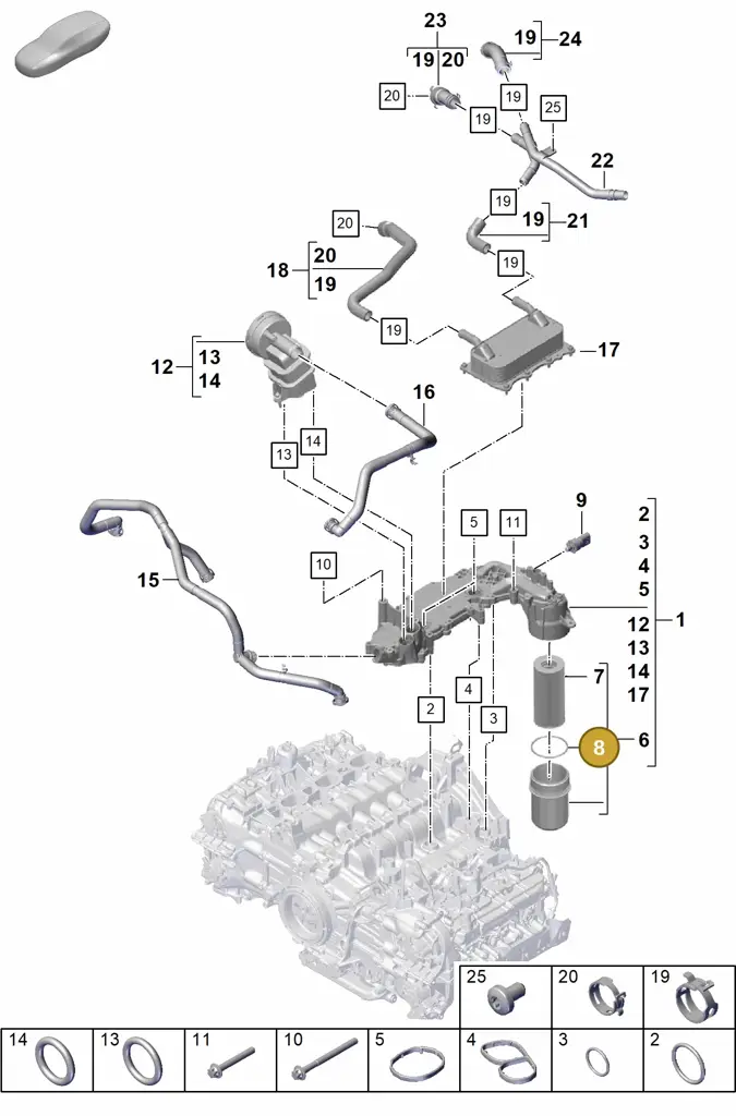 0PB115499A — Porsche Boxster Spyder (2019-2020) diagram p55104110, position 8