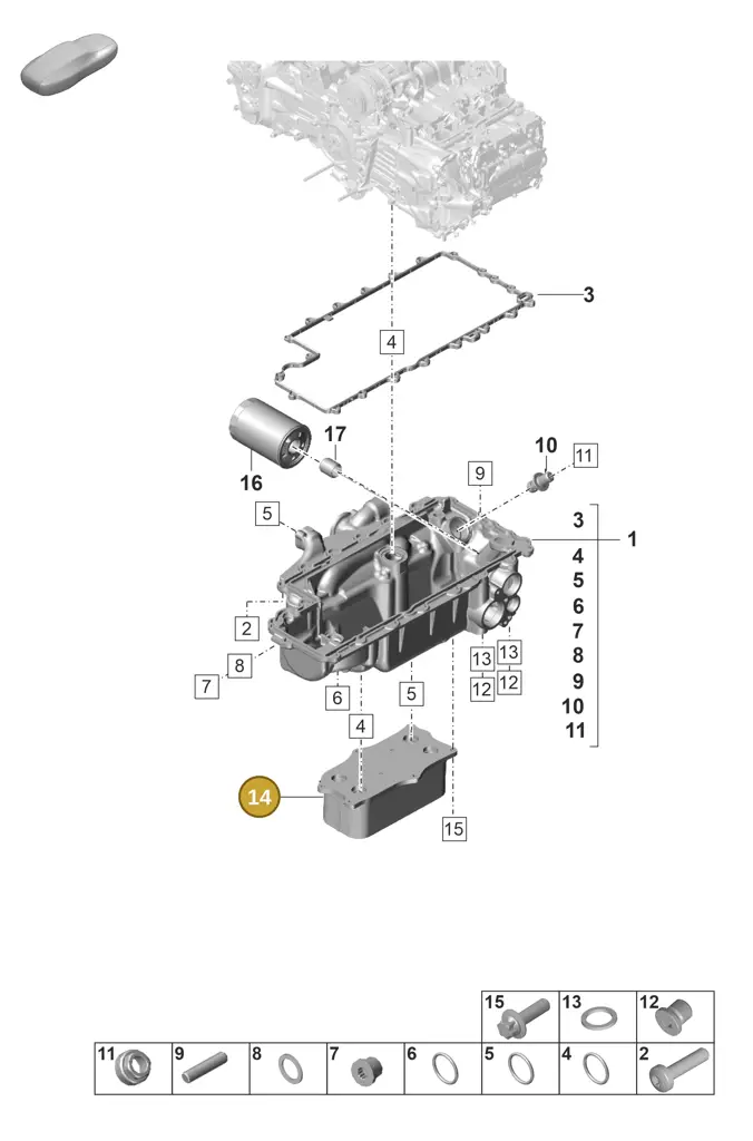 0PB117037A — Porsche 911 (2021-2022) diagram p59104100, position 14