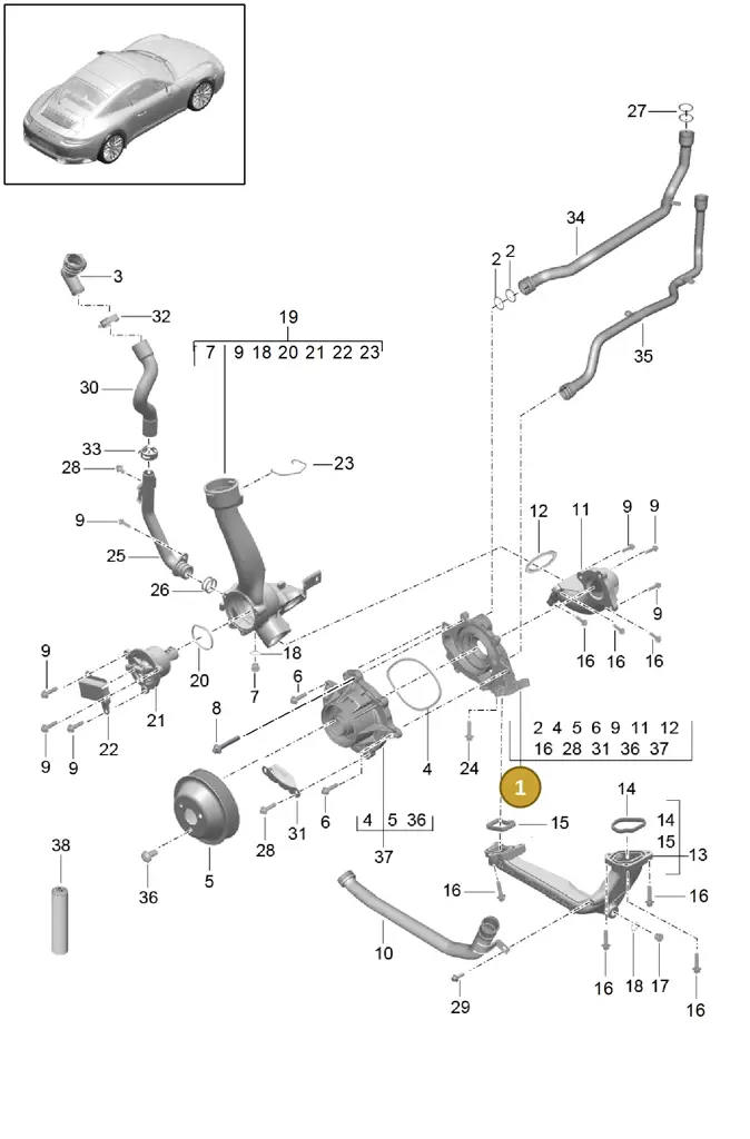 0PB121010A — Porsche 991 II Carrera 4 (2016-2019) diagram p47105000, position 1
